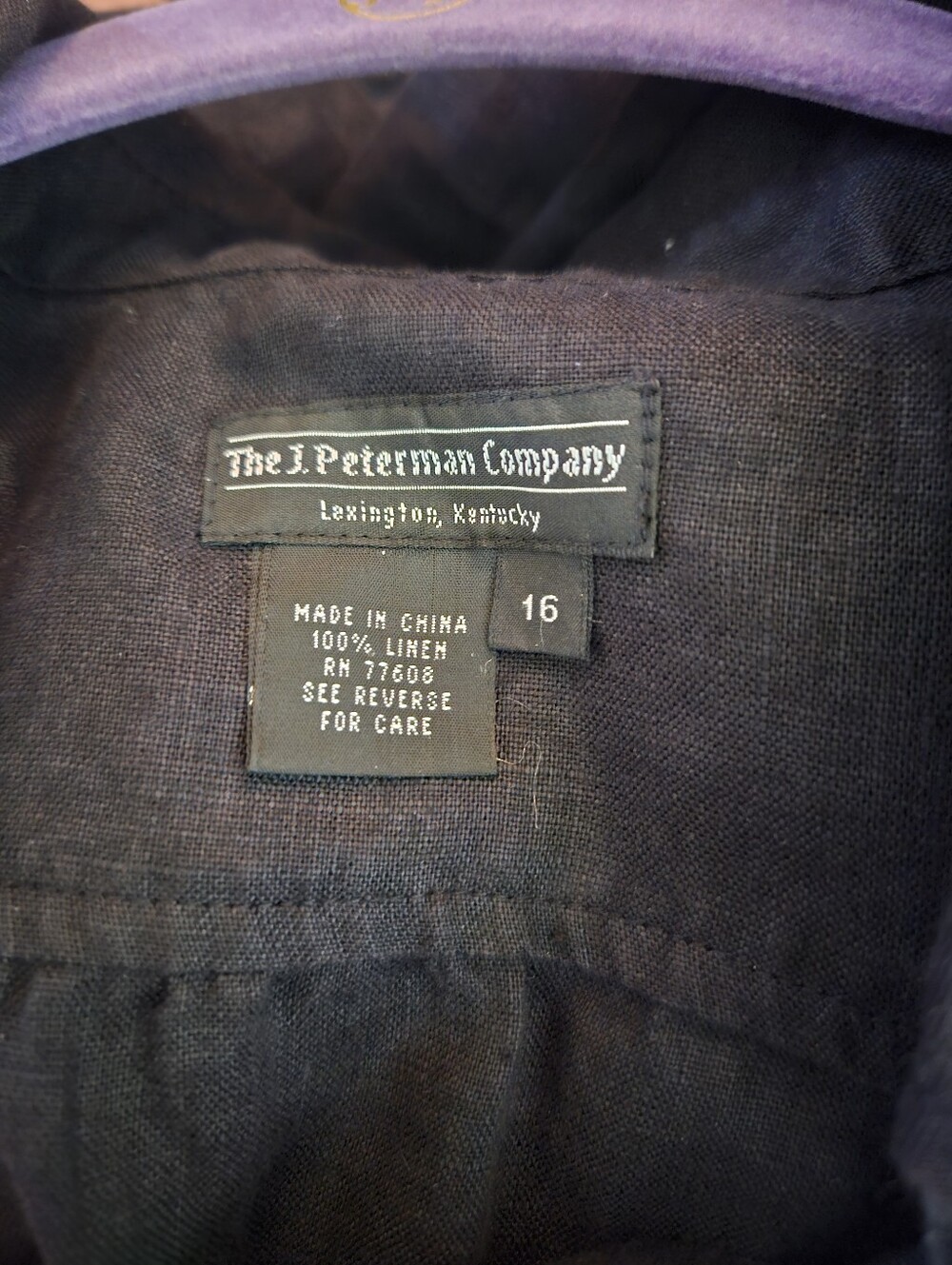 J. Peterman Black Linen Shirt Dress Size 12l6 - Picture 2 of 2